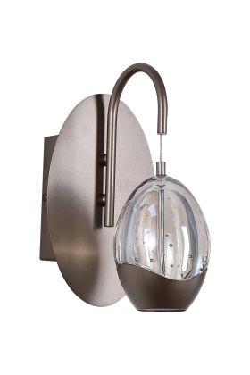 Searchlight Seeds 11140-4LT hanglamp met koffiebruine plafondbalk en vier pendels met champagnekleurig druppelglazen kap met koffiebruine onderzijde en geïntegreerde LED