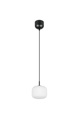 Reality Signe zwarte pendel met kap van 15 cm in diameter van wit glas