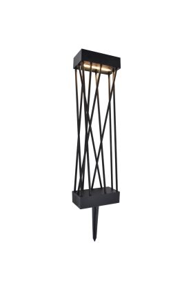 Lutec Runda antraciet grijze sokkellamp van 74 cm hoog met schijfvormige lantaarn met kantelbaar zonnepaneel bovenop 