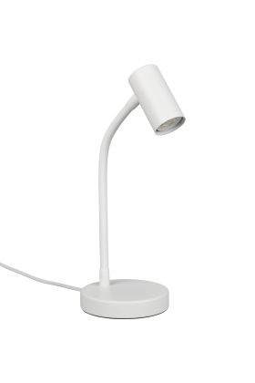 Reality Taryn witte bureaulamp van 28 tot 35,5 cm hoog met klein spotje met 35mm GU10 lamp
