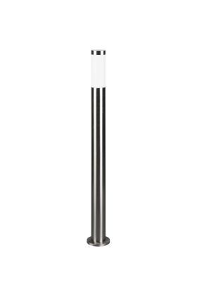 Trio Trioto staal kleurige buisvormige paallamp van 80cm hoog met wit kunststof kap