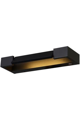 Freelight Parete W1431Z zwarte schilderijlamp met kantelbaar deel waar de LED is geplaatst. rechtsonder een touch dimmer